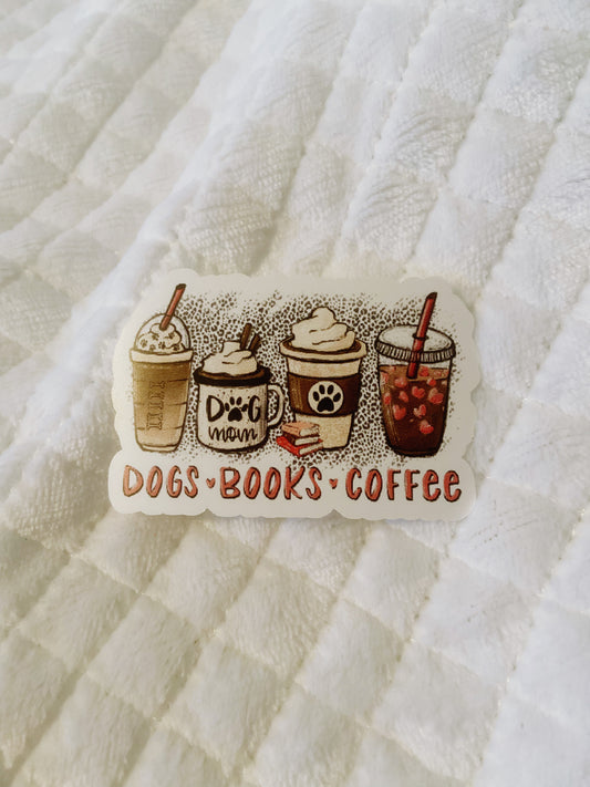 Dog Books Coffee Vinyl Sticker
